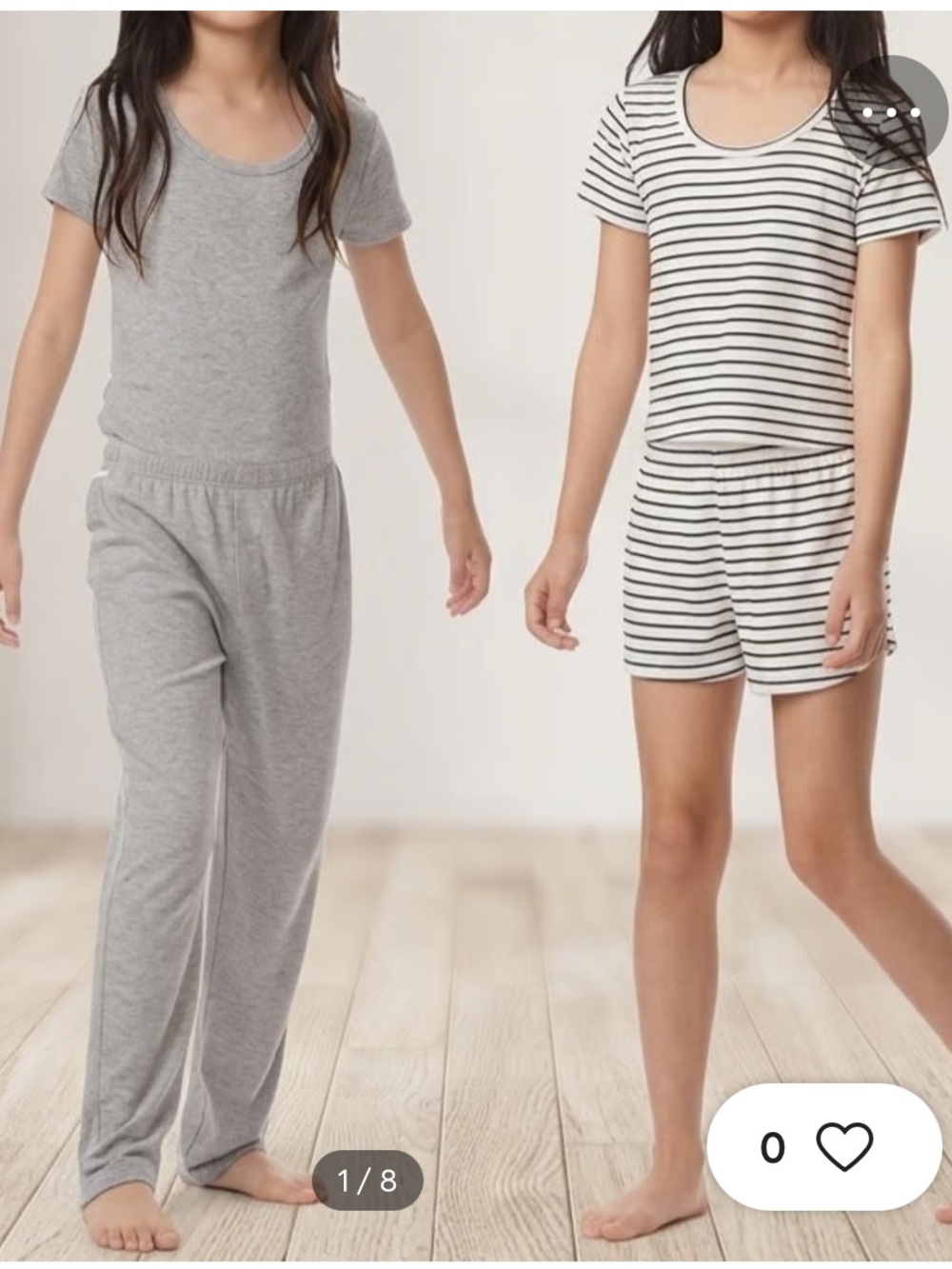 NWT 2 sets - Splendid Girls 7-8 Small Gray and Striped Pajama Set